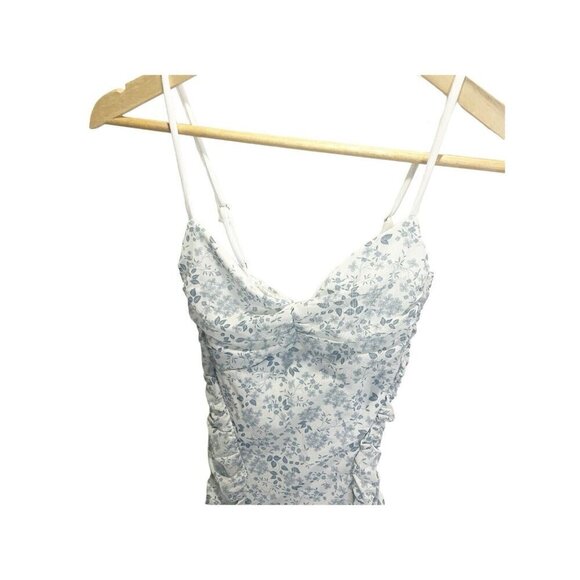 Windsor Juniors Floral Mini Bodycon Dress Size S Sleeveless Sweetheart Blue Whit - Picture 3 of 6